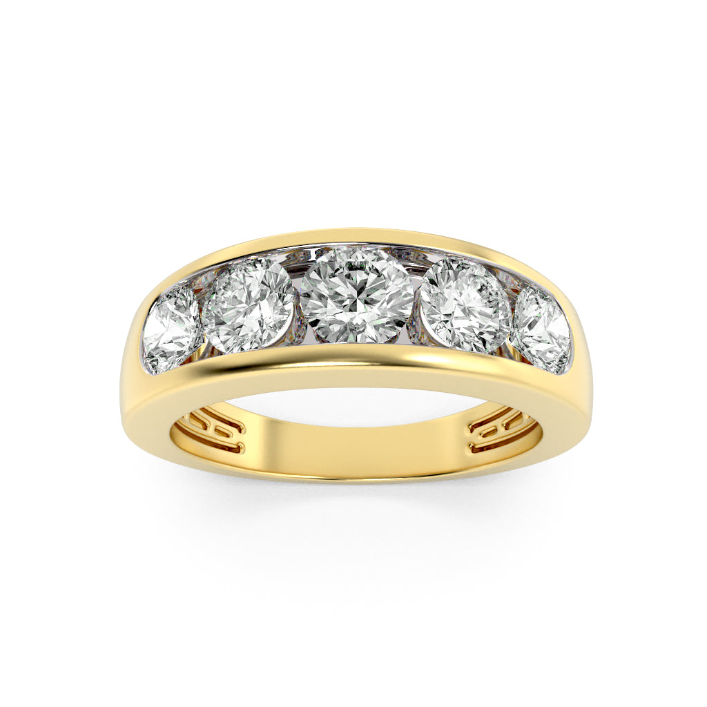 2Cttw Round Shaped Lab Grown Diamond (G/VS) Mens Ring in 14K Gold