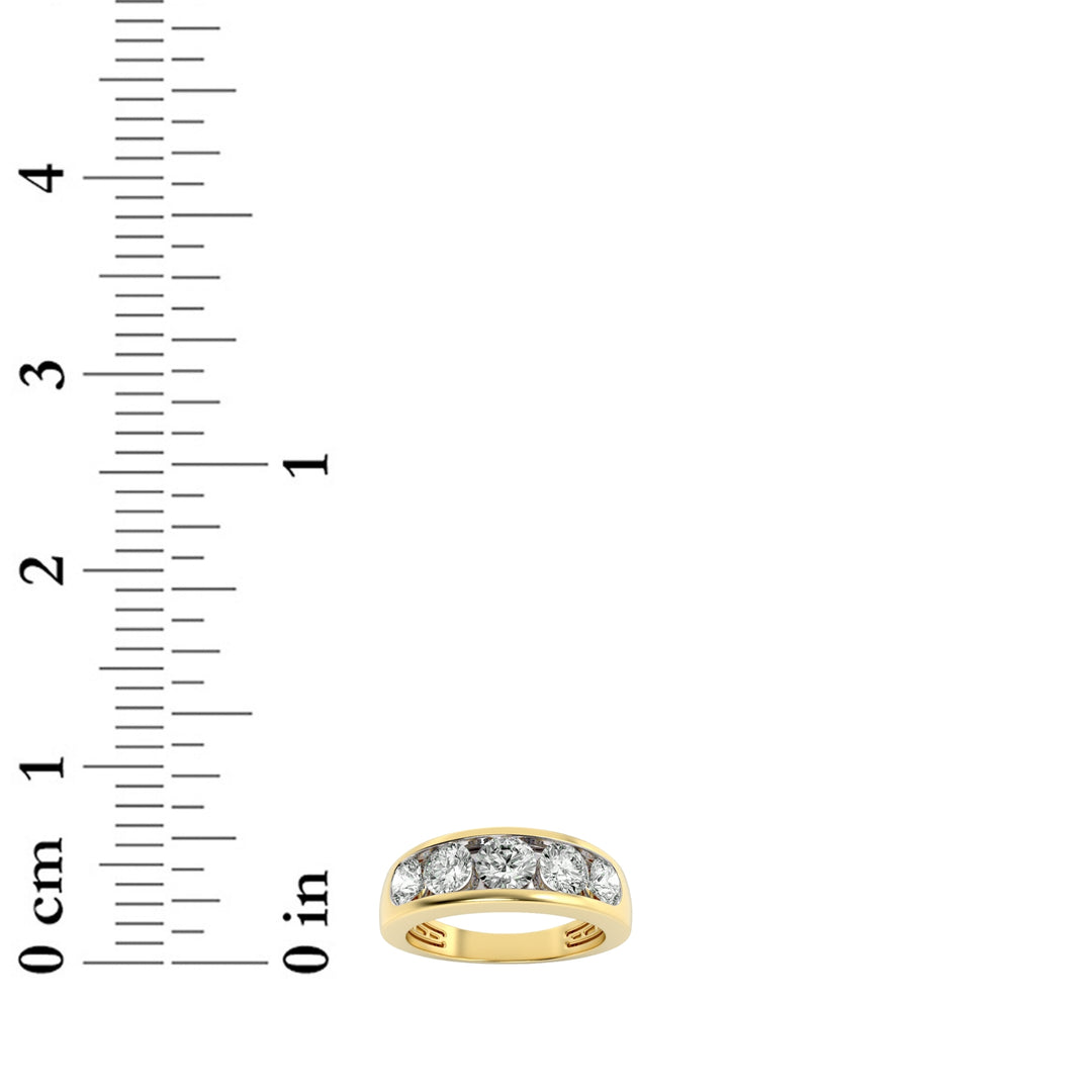 2Cttw Round Shaped Lab Grown Diamond (G/VS) Mens Ring in 14K Gold