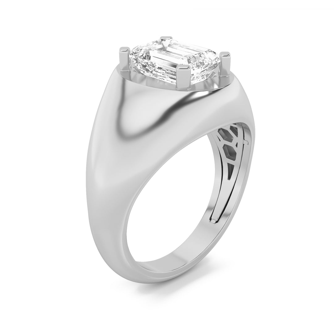 3Cttw Emerald Shaped Lab Grown Diamond (F/VS) Mens Ring in 14K Gold