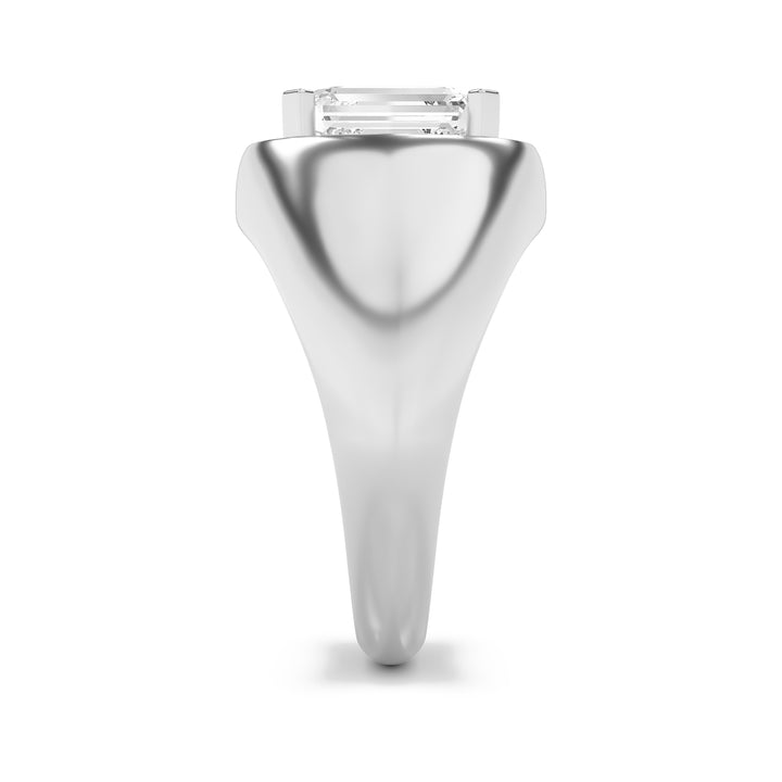 3Cttw Emerald Shaped Lab Grown Diamond (F/VS) Mens Ring in 14K Gold