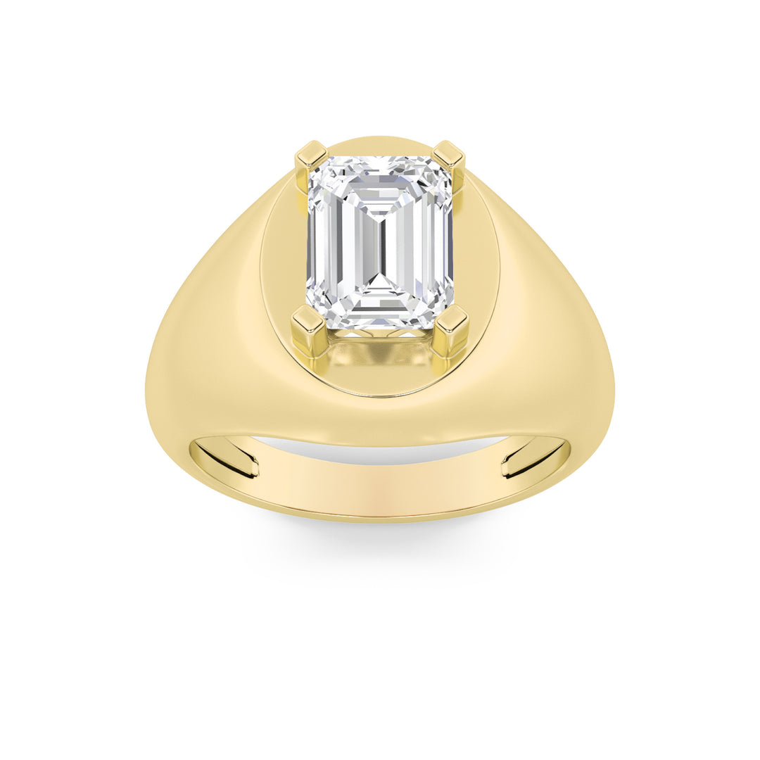 3Cttw Emerald Shaped Lab Grown Diamond (F/VS) Mens Ring in 14K Gold
