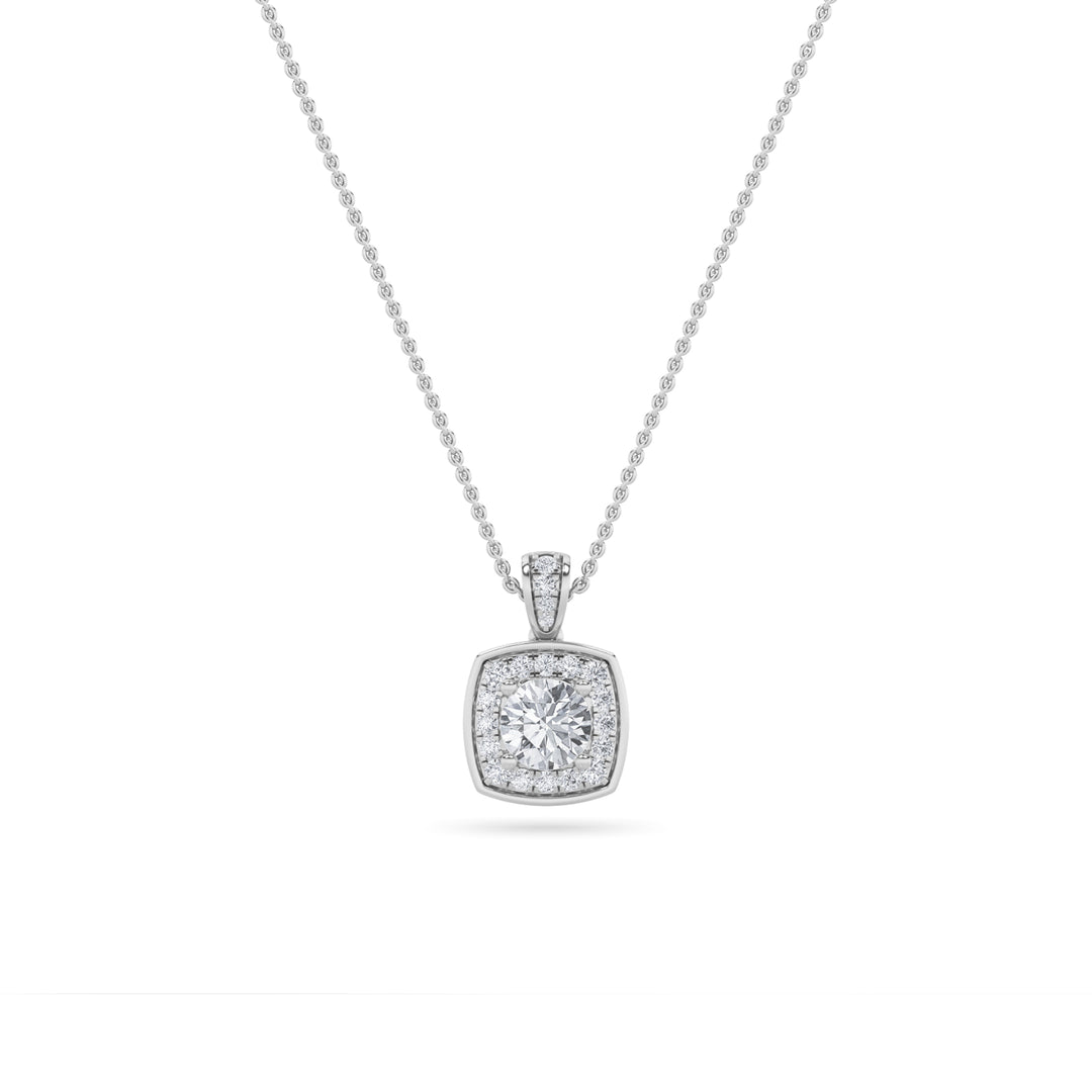 0.75CTW Round Shaped Lab Grown Diamond (F/VS) Halo Pendant in 14K Gold