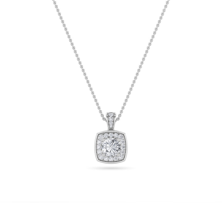 0.75CTW Round Shaped Lab Grown Diamond (F/VS) Halo Pendant in 14K Gold