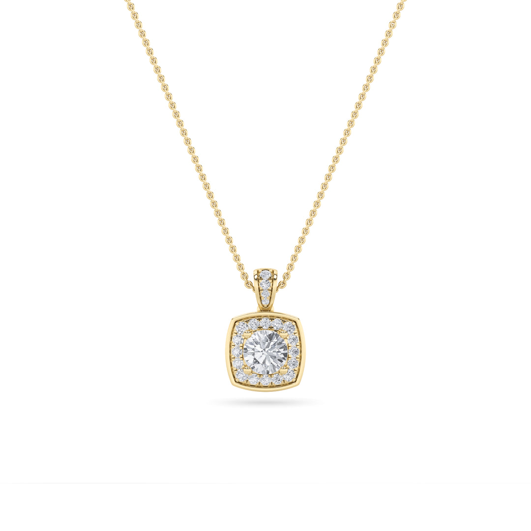 0.75CTW Round Shaped Lab Grown Diamond (F/VS) Halo Pendant in 14K Gold