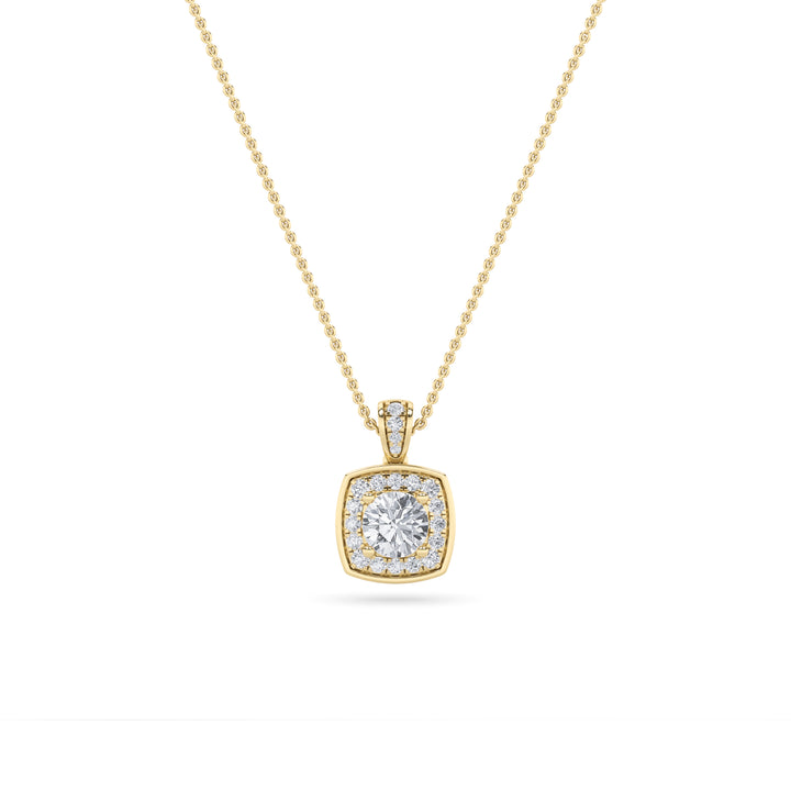 0.75CTW Round Shaped Lab Grown Diamond (F/VS) Halo Pendant in 14K Gold
