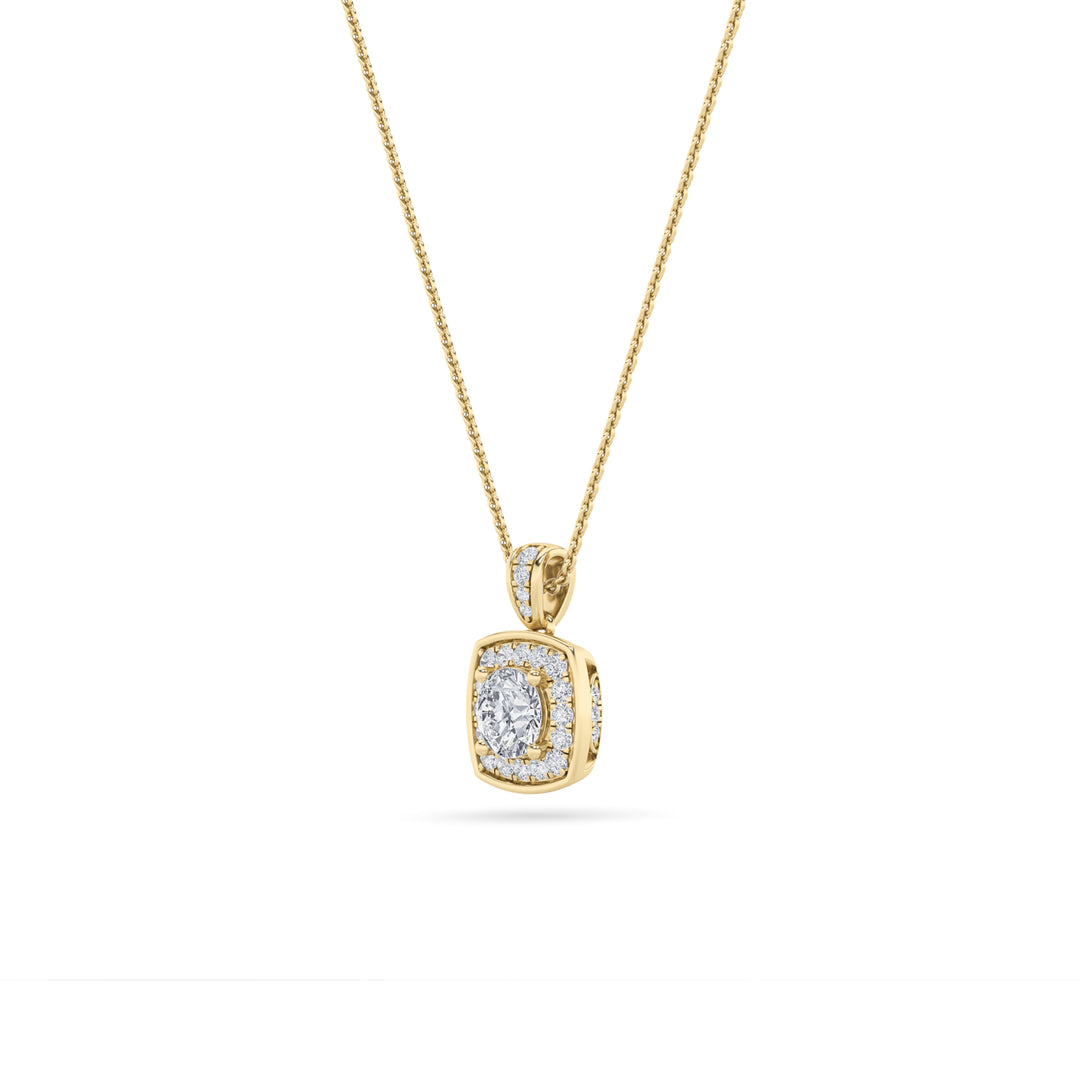 0.75CTW Round Shaped Lab Grown Diamond (F/VS) Halo Pendant in 14K Gold