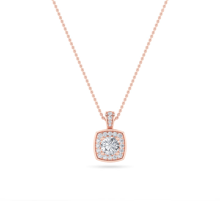 0.75CTW Round Shaped Lab Grown Diamond (F/VS) Halo Pendant in 14K Gold