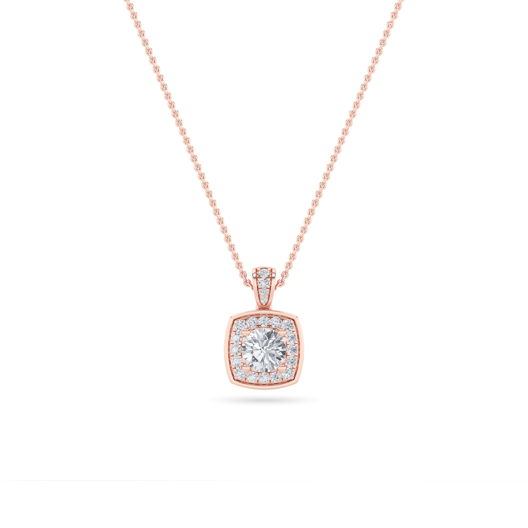 0.75CTW Round Shaped Lab Grown Diamond (F/VS) Halo Pendant in 14K Gold