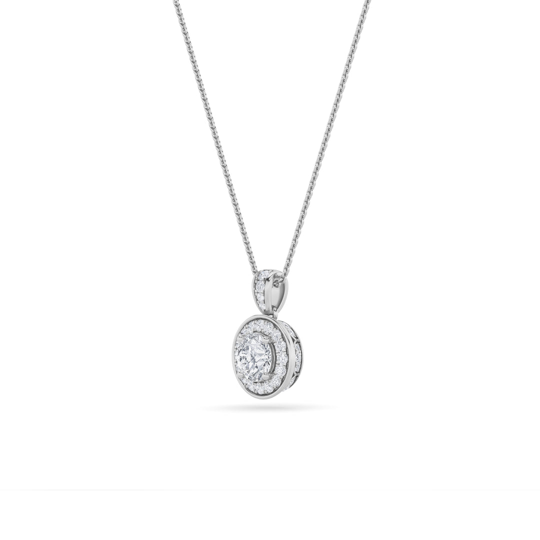 1.25Cttw Round Shaped Lab Grown Diamond (F/VS) Halo Pendant in 14K Gold