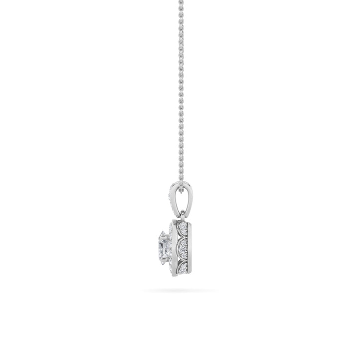 0.75CTW Oval Shaped Lab Grown Diamond (F/VS) Halo Pendant in 14K Gold