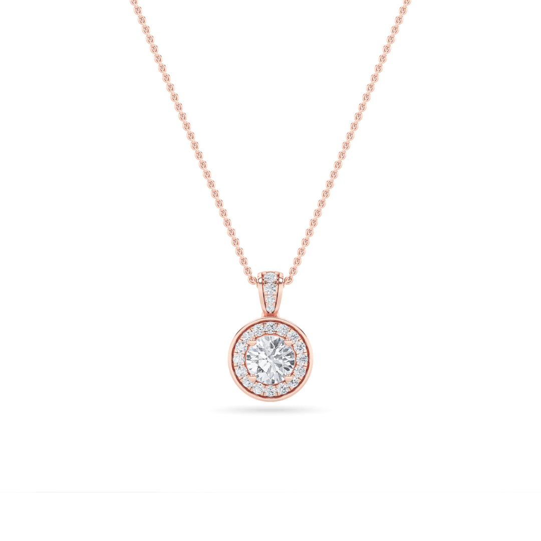 0.75CTW Oval Shaped Lab Grown Diamond (F/VS) Halo Pendant in 14K Gold
