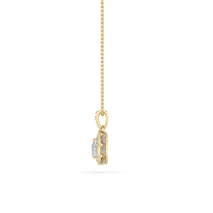 1.25Cttw Pear Shaped Lab Grown Diamond (F/VS) Halo Pendant in 14K Gold