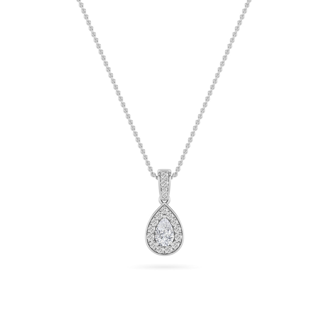 1.3Cttw Pear Shaped Lab Grown Diamond (F/VS) HaloPendant in 14K Gold