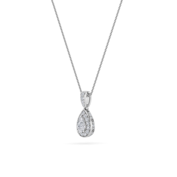 1.3Cttw Pear Shaped Lab Grown Diamond (F/VS) HaloPendant in 14K Gold