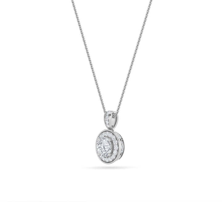 0.75CTW Round Shaped Lab Grown Diamond (F/VS) Halo Pendant in 14K Gold