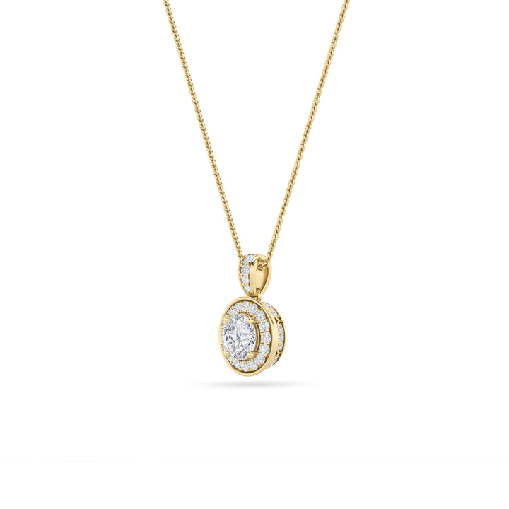 0.75CTW Round Shaped Lab Grown Diamond (F/VS) Halo Pendant in 14K Gold