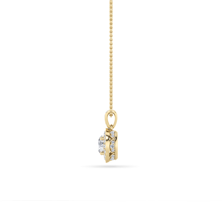 0.75CTW Round Shaped Lab Grown Diamond (F/VS) Halo Pendant in 14K Gold