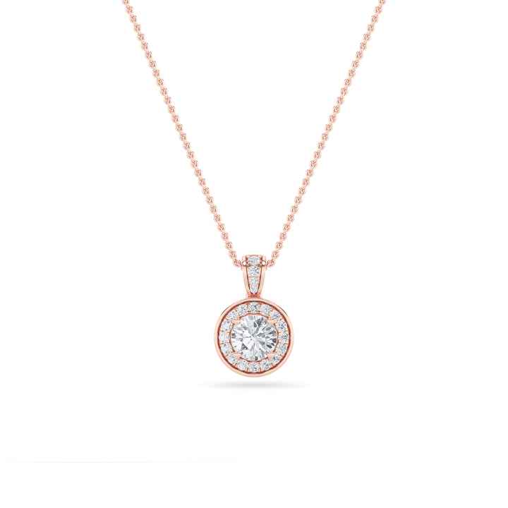 0.75CTW Round Shaped Lab Grown Diamond (F/VS) Halo Pendant in 14K Gold