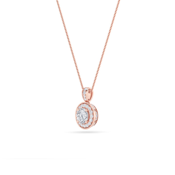 0.75CTW Round Shaped Lab Grown Diamond (F/VS) Halo Pendant in 14K Gold