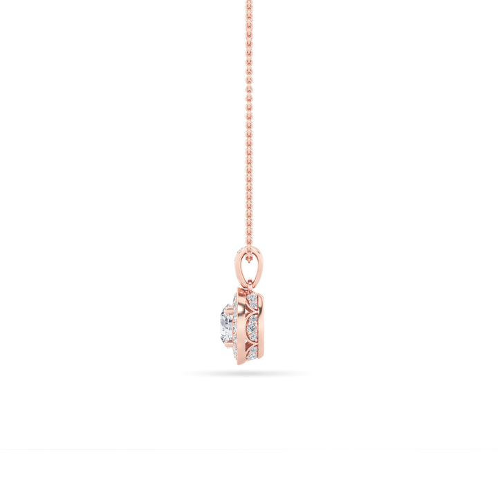 0.75CTW Round Shaped Lab Grown Diamond (F/VS) Halo Pendant in 14K Gold