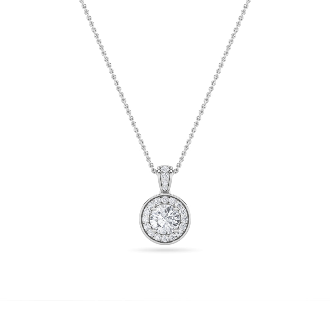 1.25CTW Round Shaped Lab Grown Diamond (F/VS) Halo Pendant in 14K Gold