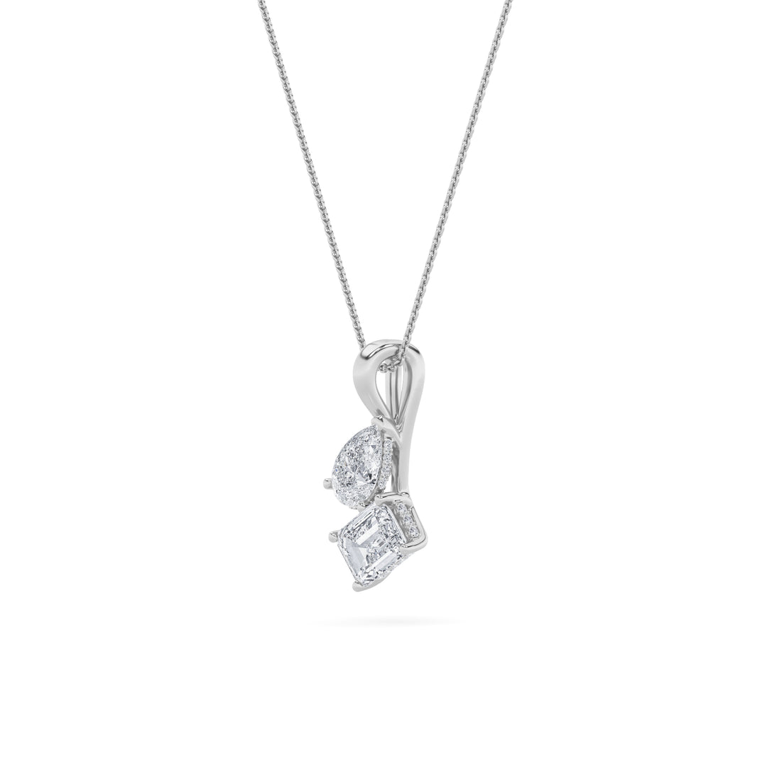 3Cttw Emerald Shaped Lab Grown Diamond (F/VS) Toiet Moi Pendant in 14K Gold