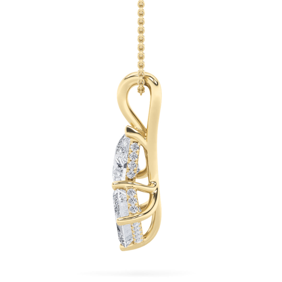 3Cttw Radiant Shaped Lab Grown Diamond (F/VS) TOIEt Moi Fashion Pendant in 14K Gold