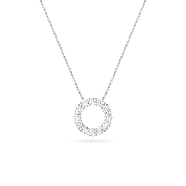 2Cttw Round Shaped Lab Grown Diamond (F/VS) Circle Pendant in 14K Gold