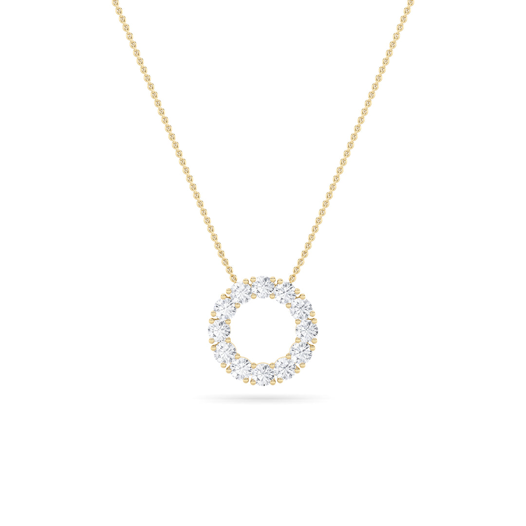 2Cttw Round Shaped Lab Grown Diamond (F/VS) Circle Pendant in 14K Gold