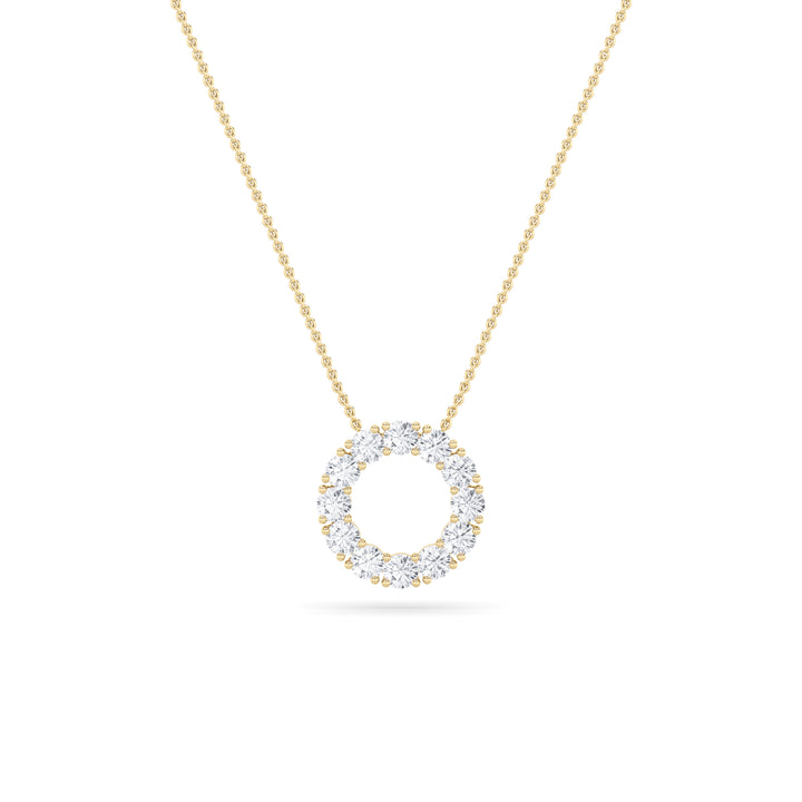 2Cttw Round Shaped Lab Grown Diamond (F/VS) Circle Pendant in 14K Gold