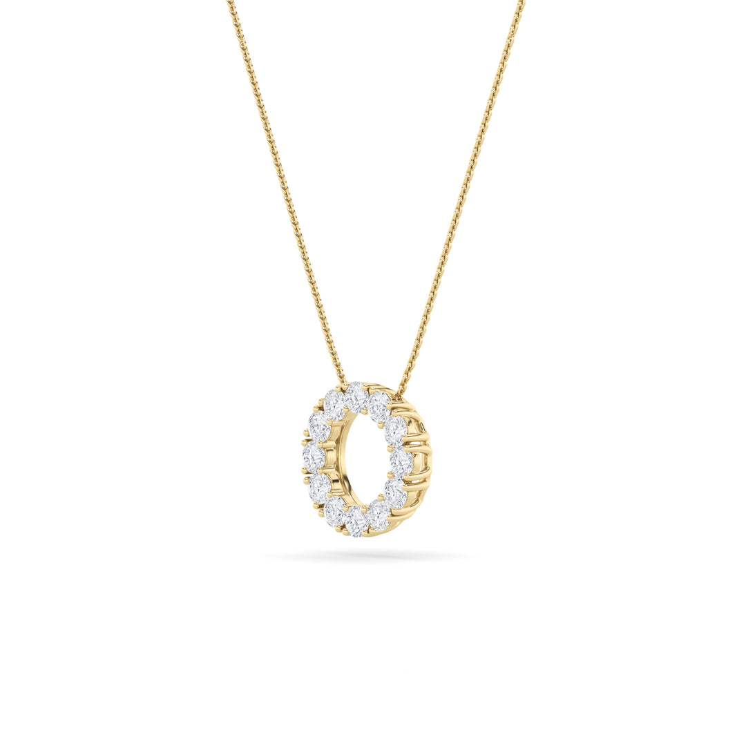 2Cttw Round Shaped Lab Grown Diamond (F/VS) Circle Pendant in 14K Gold