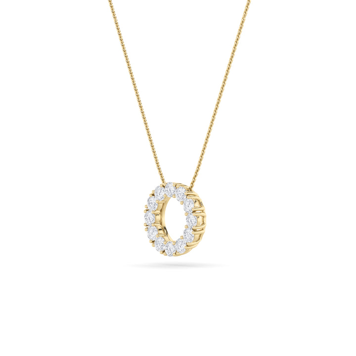 2Cttw Round Shaped Lab Grown Diamond (F/VS) Circle Pendant in 14K Gold