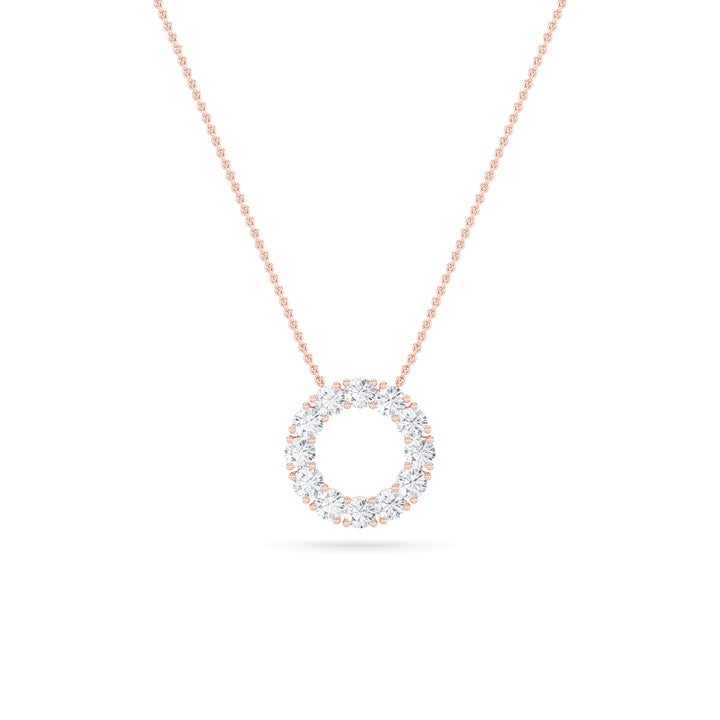 2Cttw Round Shaped Lab Grown Diamond (F/VS) Circle Pendant in 14K Gold