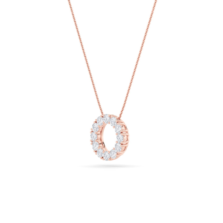 2Cttw Round Shaped Lab Grown Diamond (F/VS) Circle Pendant in 14K Gold
