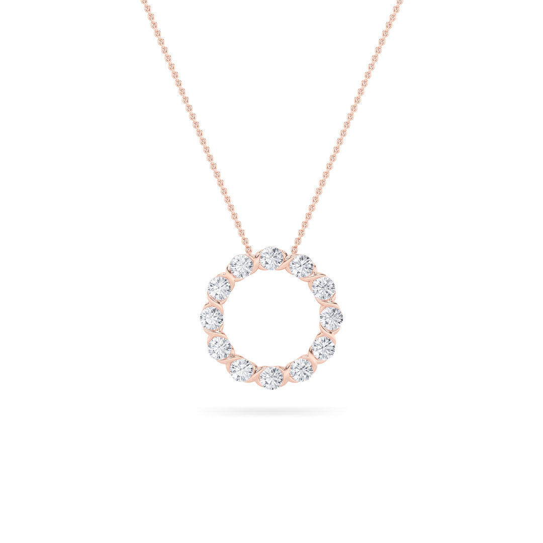 2Cttw Round Shaped Lab Grown Diamond (F/VS) Circle Pendant in 14K Gold