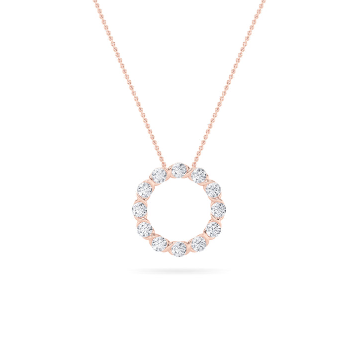 2Cttw Round Shaped Lab Grown Diamond (F/VS) Circle Pendant in 14K Gold