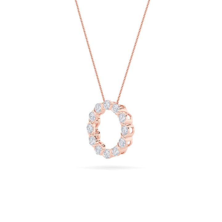 2Cttw Round Shaped Lab Grown Diamond (F/VS) Circle Pendant in 14K Gold