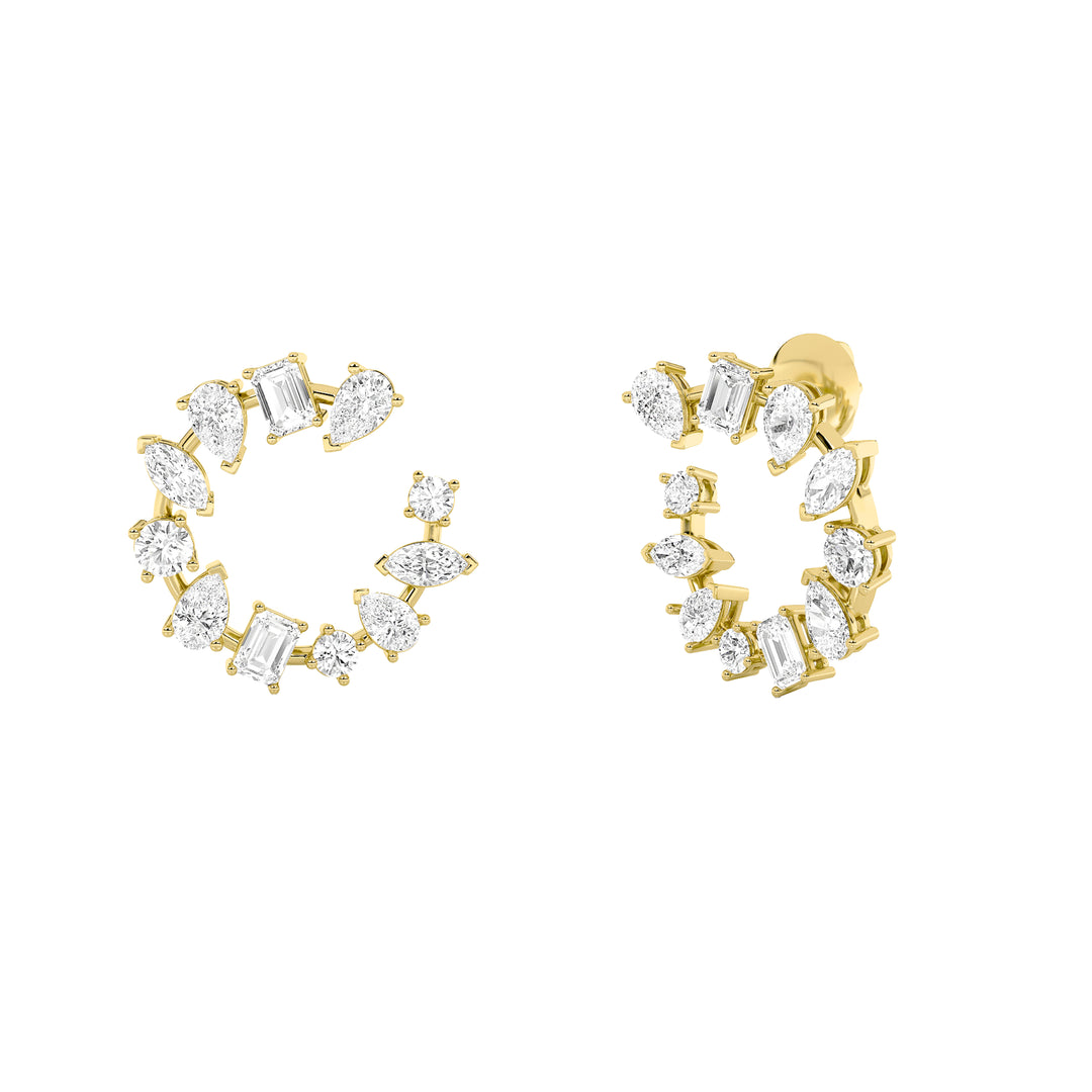 5Cttw Mix Shaped Lab Grown Diamond (F/VS) Fancy Circle Earrings in 14K Gold