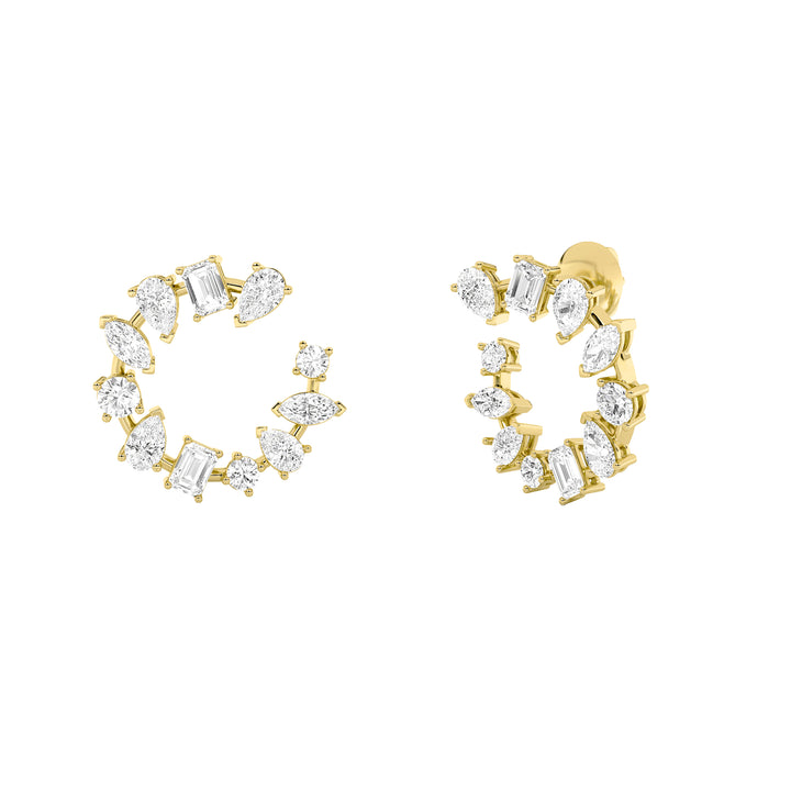 5Cttw Mix Shaped Lab Grown Diamond (F/VS) Fancy Circle Earrings in 14K Gold