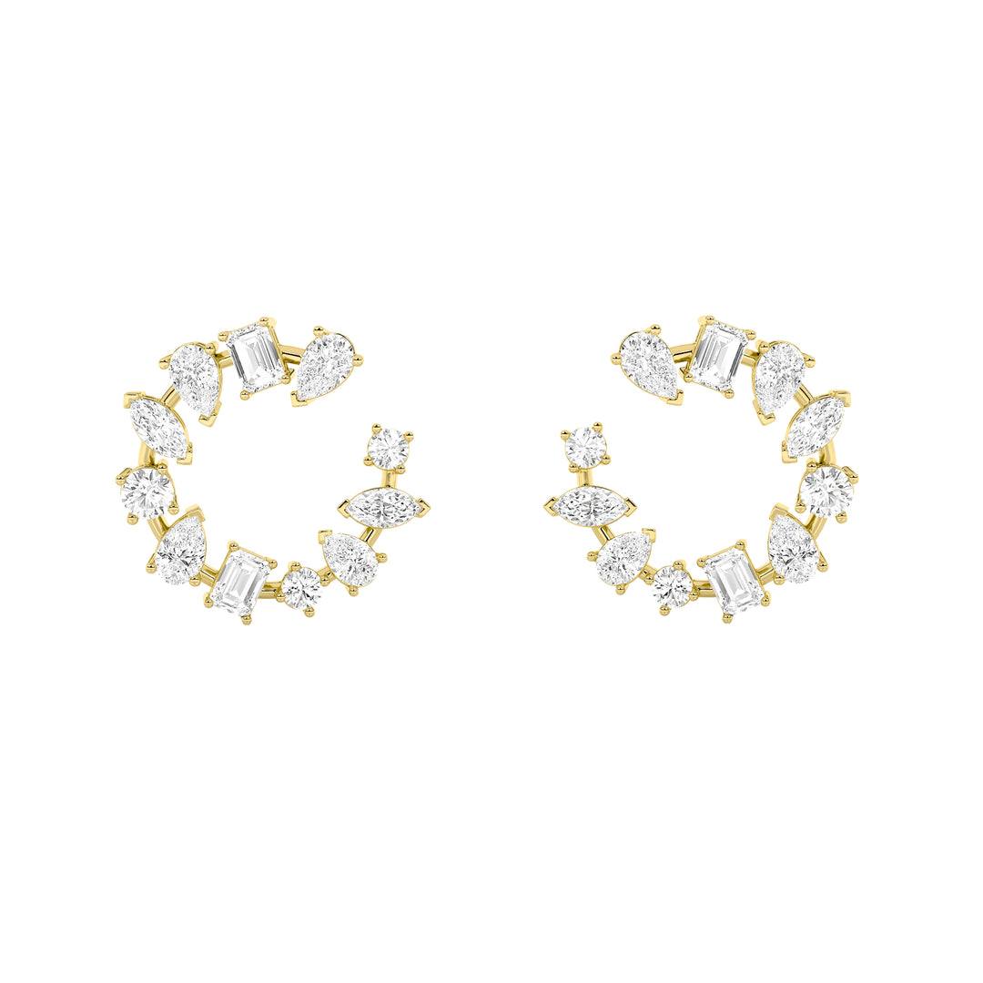 5Cttw Mix Shaped Lab Grown Diamond (F/VS) Fancy Circle Earrings in 14K Gold