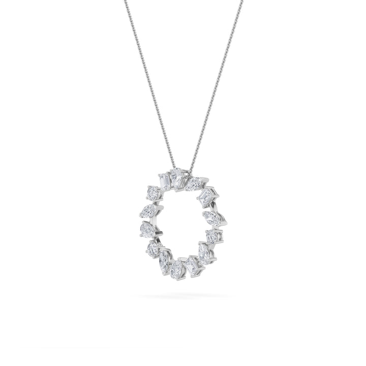 3CTW Emerald Shaped Lab Grown Diamond (F/VS) Fancy Circle Pendant in 14K Gold