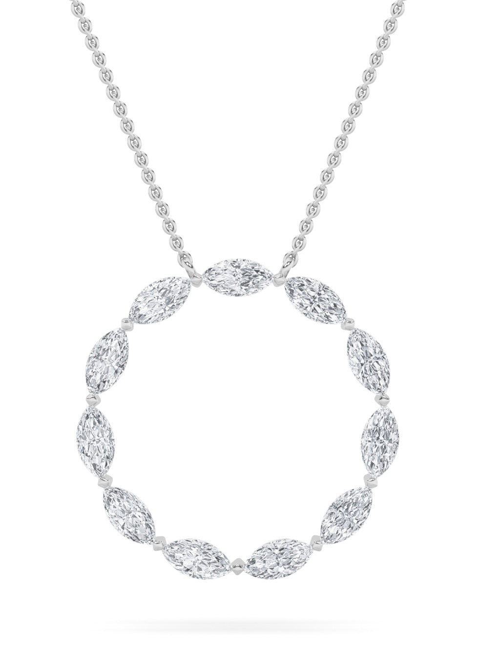 2Cttw Marquise Shaped Lab Grown Diamond (F/VS) Circle Necklace in 14K Gold