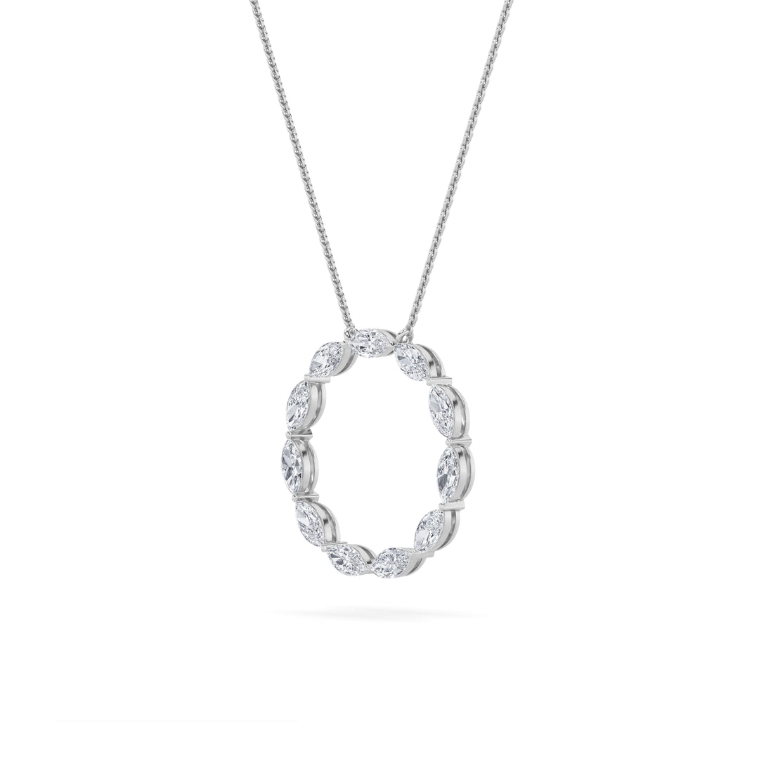 2Cttw Marquise Shaped Lab Grown Diamond (F/VS) Circle Necklace in 14K Gold
