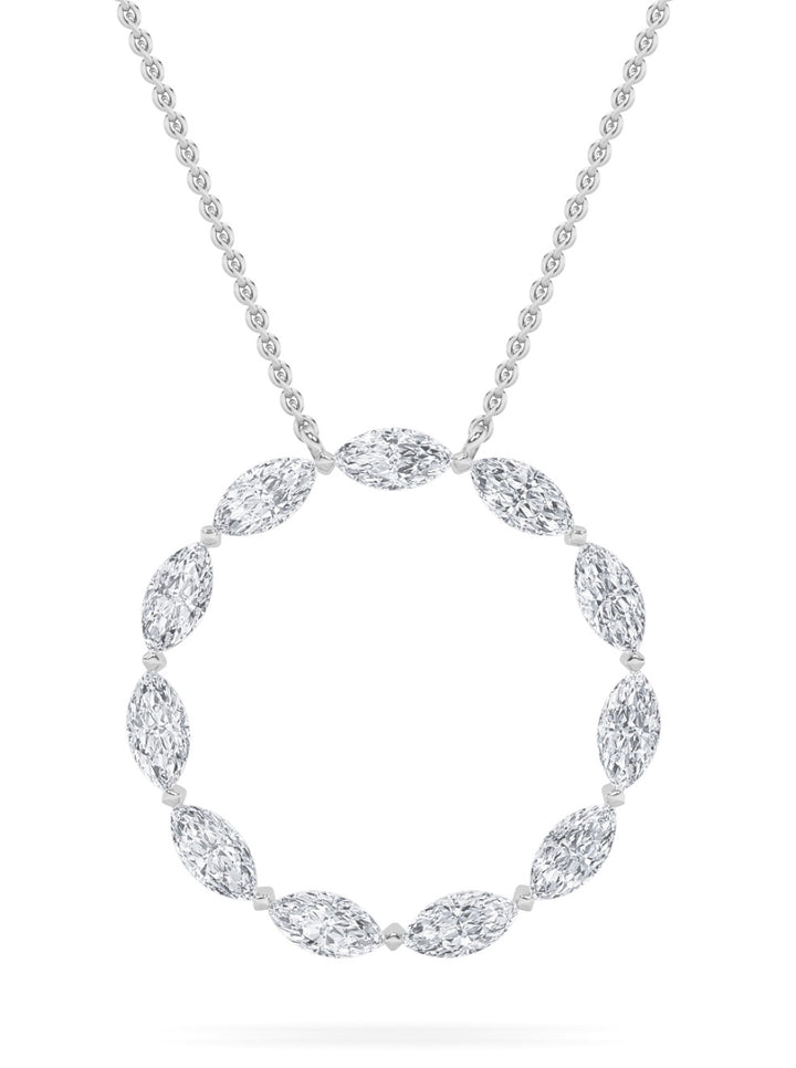 2.25Cttw Marquise Shaped Lab Grown Diamond (F/VS)Circle Necklace in 14K Gold