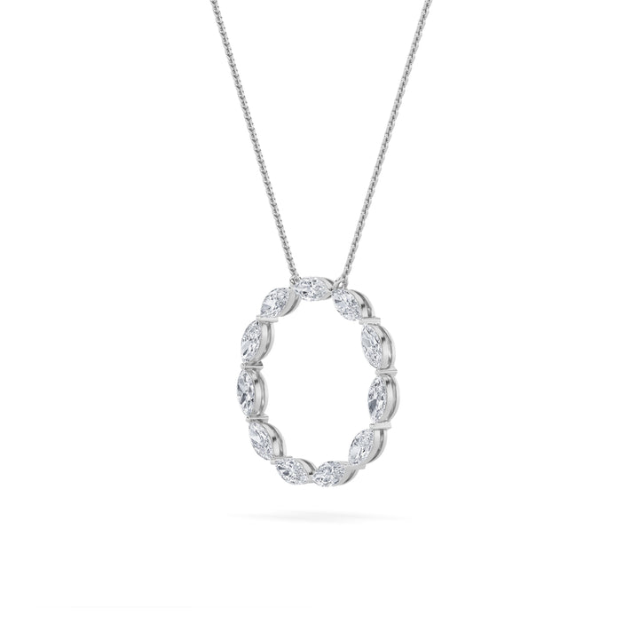 2.25Cttw Marquise Shaped Lab Grown Diamond (F/VS)Circle Necklace in 14K Gold