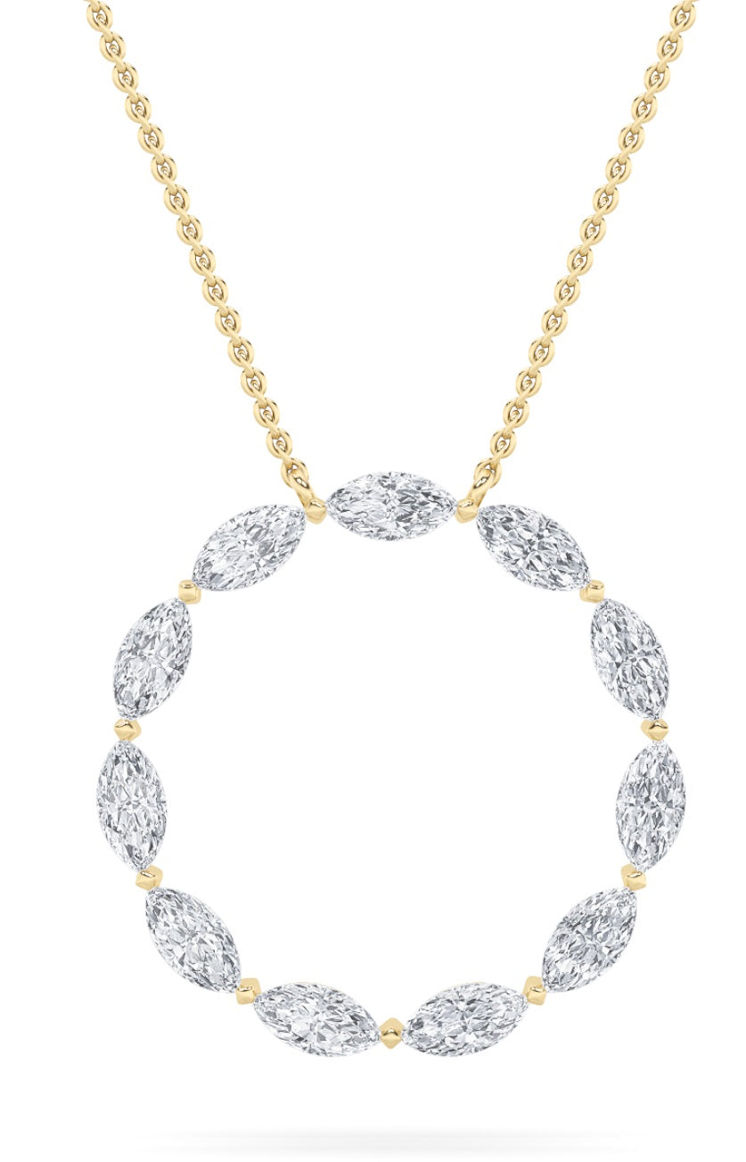 2.25Cttw Marquise Shaped Lab Grown Diamond (F/VS)Circle Necklace in 14K Gold