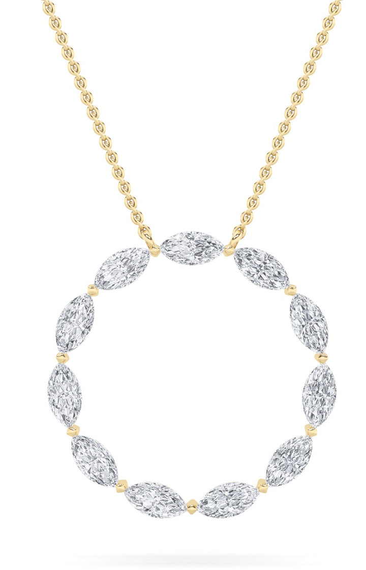 2.25Cttw Marquise Shaped Lab Grown Diamond (F/VS)Circle Necklace in 14K Gold