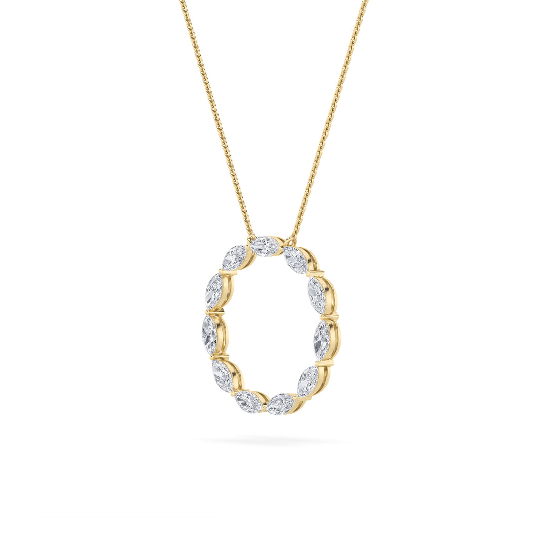 2.25Cttw Marquise Shaped Lab Grown Diamond (F/VS)Circle Necklace in 14K Gold