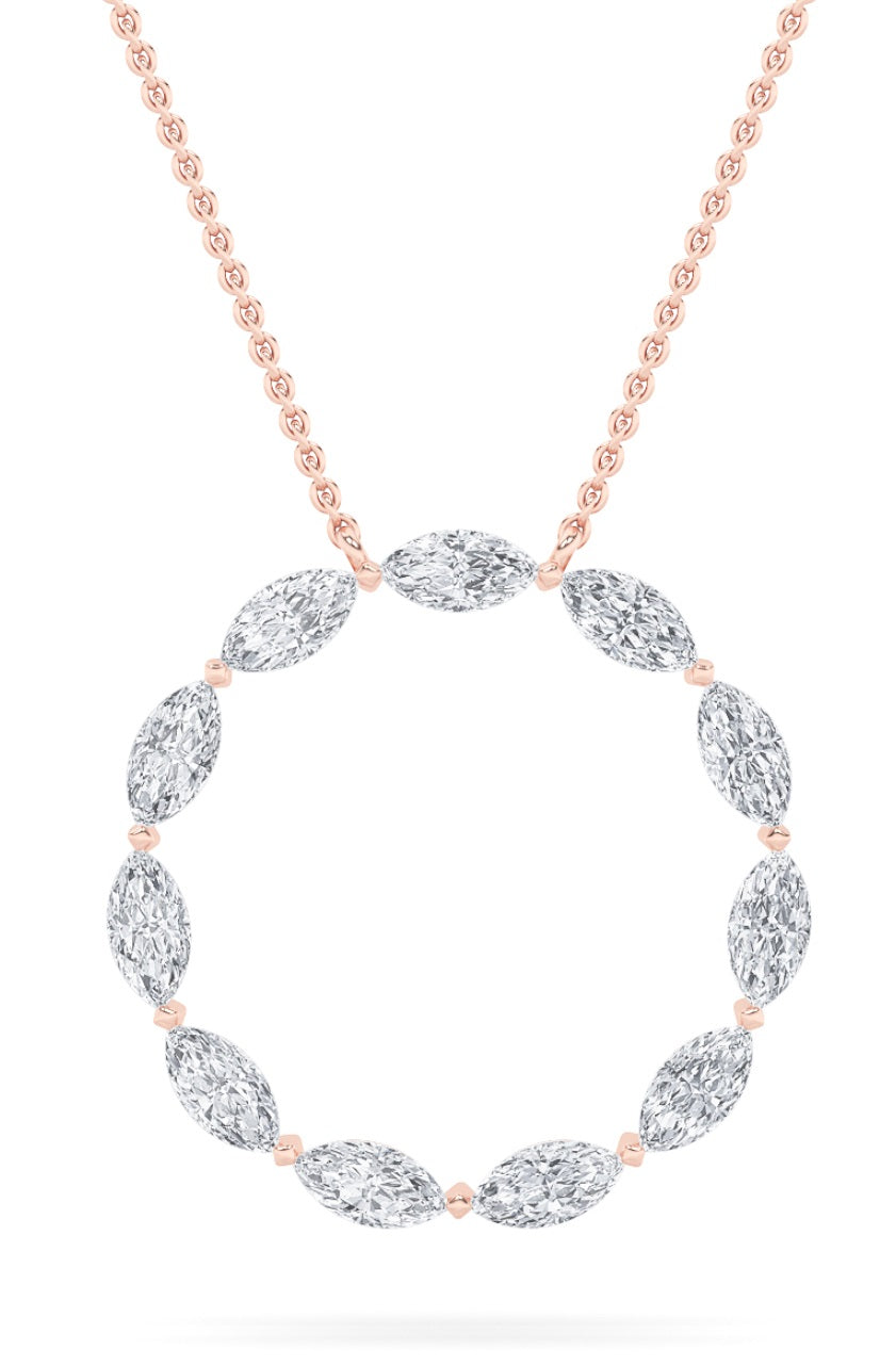 2.25Cttw Marquise Shaped Lab Grown Diamond (G/VS)Circle Necklace in 14K Gold