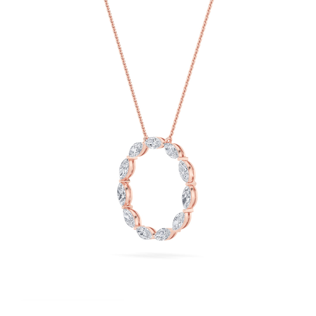 2.25Cttw Marquise Shaped Lab Grown Diamond (G/VS)Circle Necklace in 14K Gold